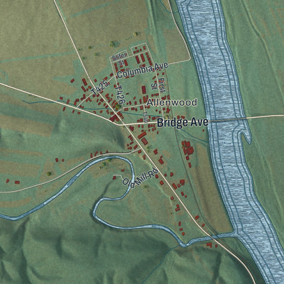 Close-up of the map of Gregg, Union County, Pennsylvania print showing street and building detail
