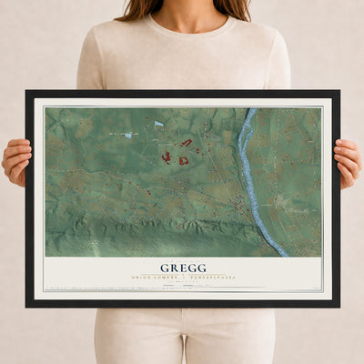 Map of Gregg, Union County, Pennsylvania, 12 x 18 inch print in a black wood frame