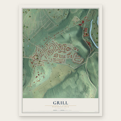 Grill, Pennsylvania map print, the full design