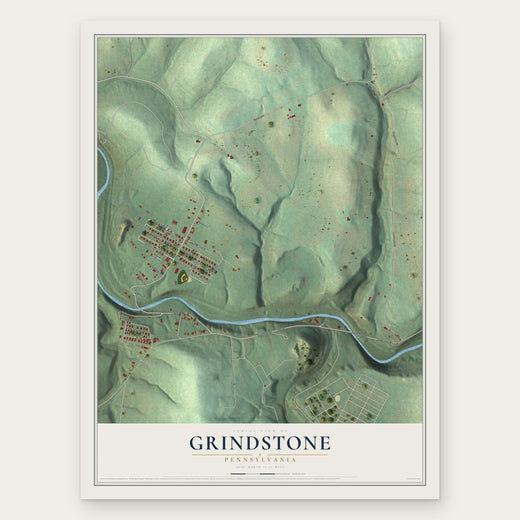 Grindstone, Pennsylvania map print, the full design