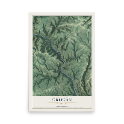 Map of Grugan, Pennsylvania, 12 x 18 inch unframed archival matte print