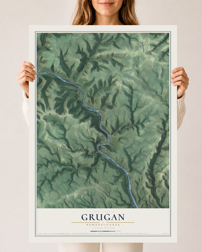 Map of Grugan, Pennsylvania, 24 x 36 inch unframed archival matte print
