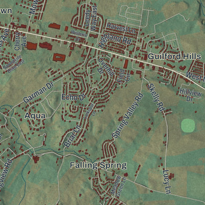 Close-up of the map of Guilford, Pennsylvania print showing street and building detail