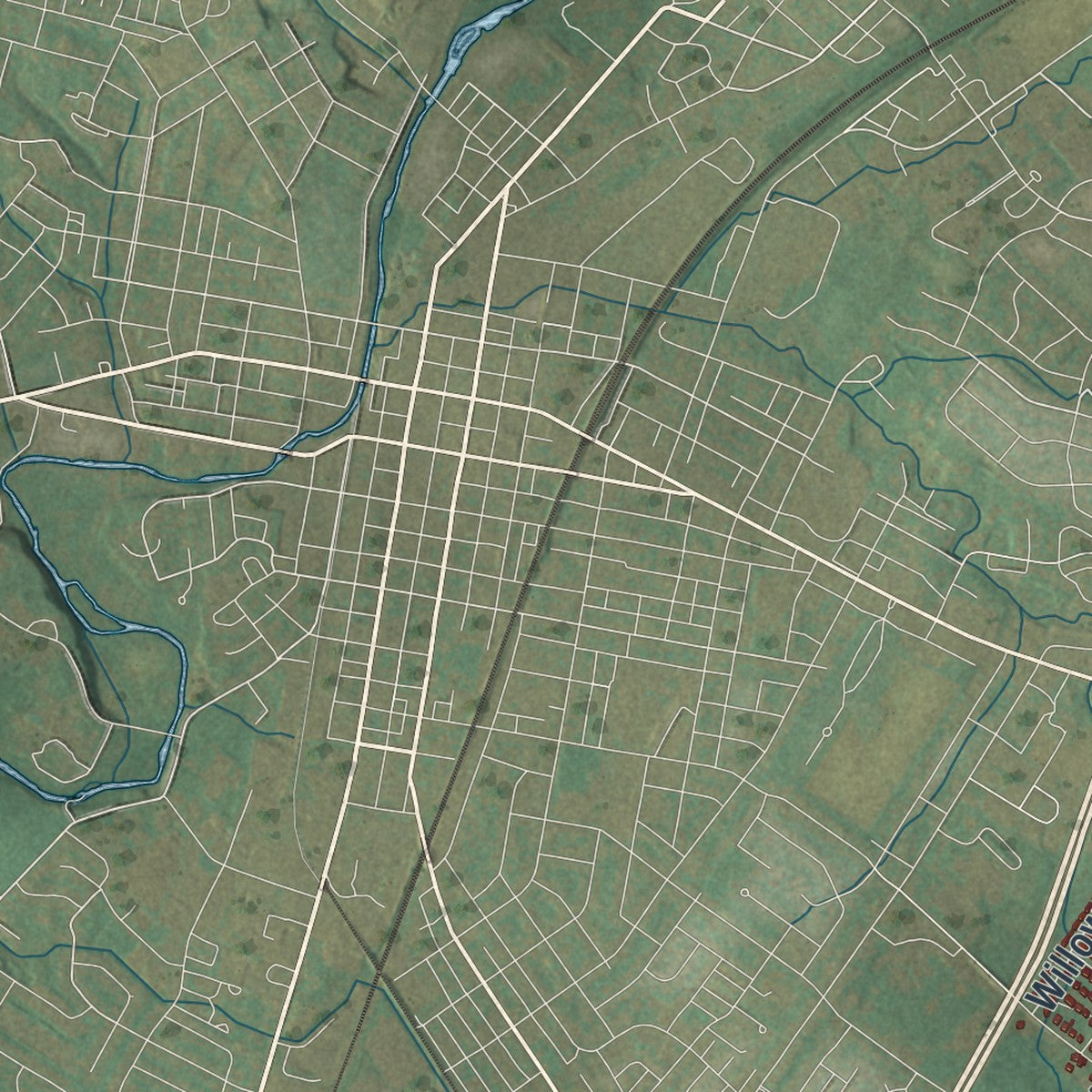 Second close-up of the map of Guilford, Pennsylvania print showing more streets and buildings