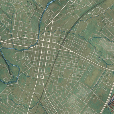 Second close-up of the map of Guilford, Pennsylvania print showing more streets and buildings