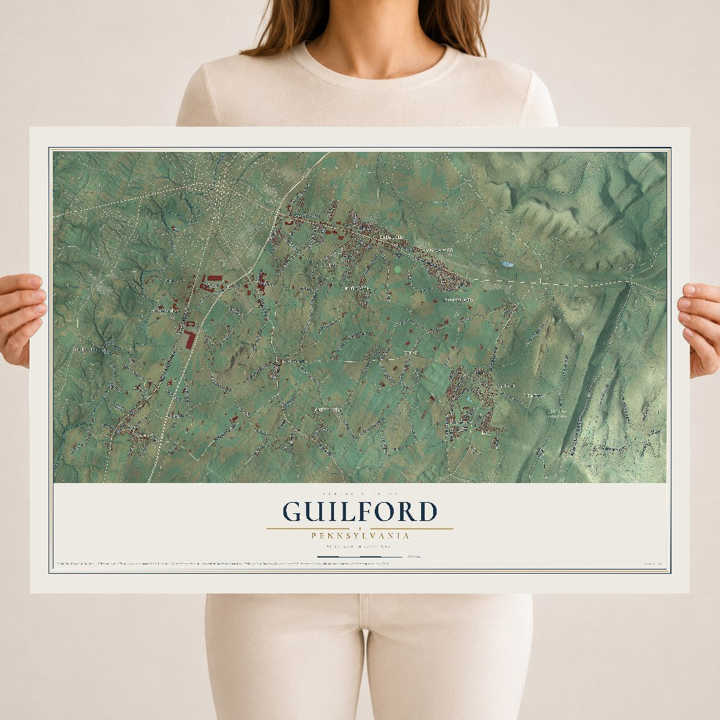 Map of Guilford, Pennsylvania, 18 x 24 inch unframed archival matte print
