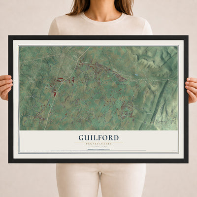 Map of Guilford, Pennsylvania, 18 x 24 inch print in a black wood frame