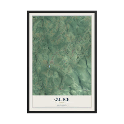 Map of Gulich, Pennsylvania, 12 x 18 inch print in a black wood frame