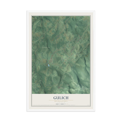 Map of Gulich, Pennsylvania, 12 x 18 inch print in a white wood frame