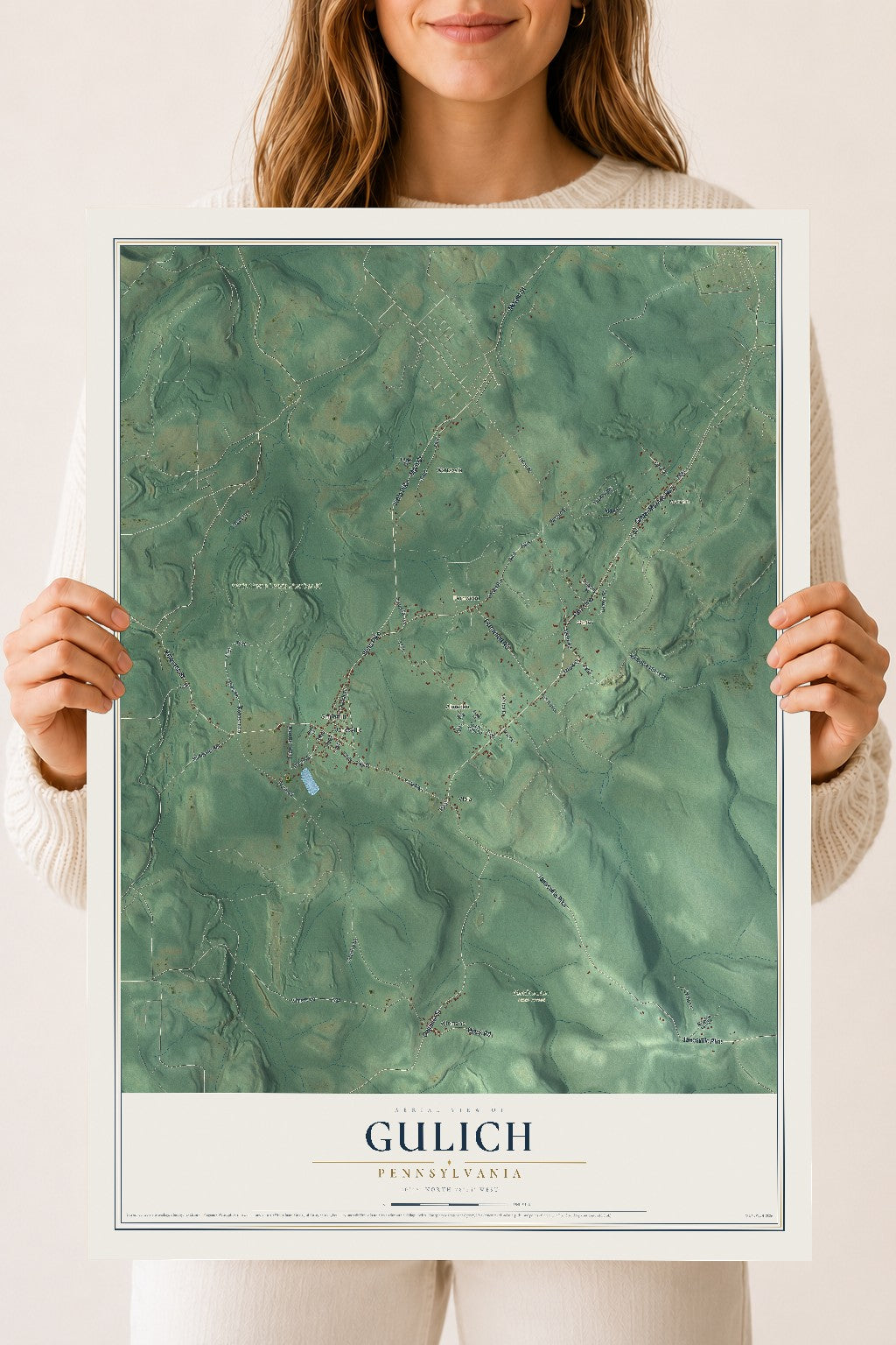 Map of Gulich, Pennsylvania, 18 x 24 inch unframed archival matte print