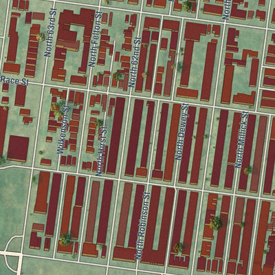 Close-up of the map of Haddington, Pennsylvania print showing street and building detail