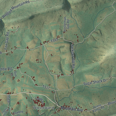 Second close-up of the map of Haines, Pennsylvania print showing more streets and buildings