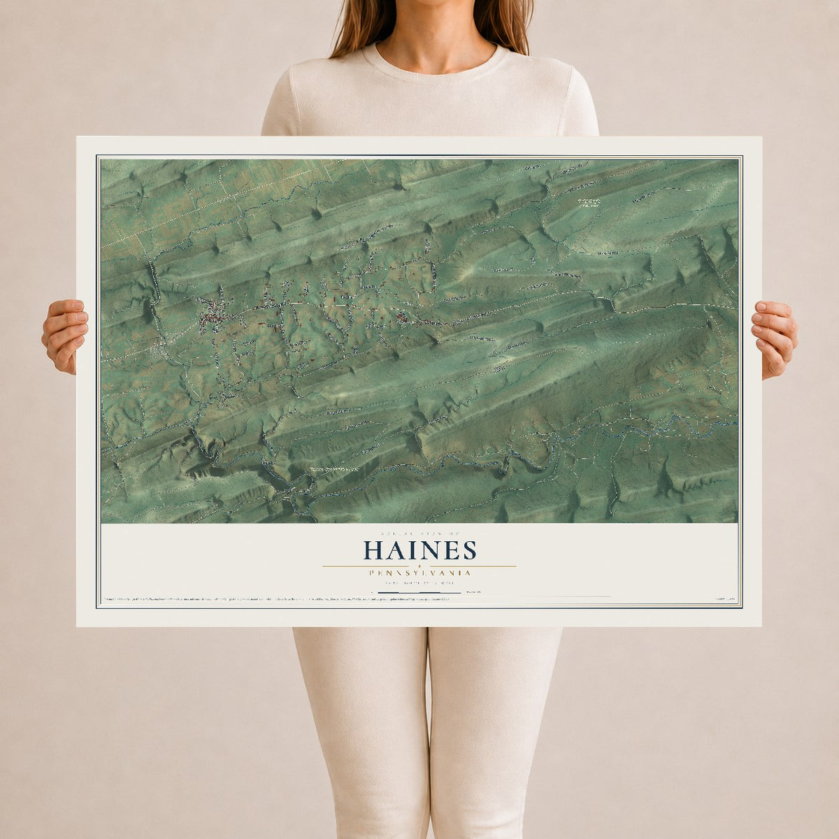 Map of Haines, Pennsylvania, 24 x 36 inch unframed archival matte print