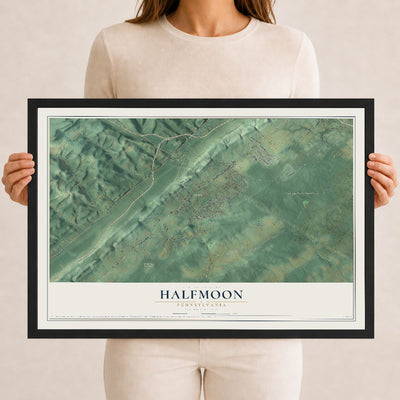 Map of Halfmoon, Pennsylvania, 12 x 18 inch print in a black wood frame
