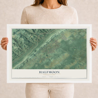 Map of Halfmoon, Pennsylvania, 12 x 18 inch print in a white wood frame