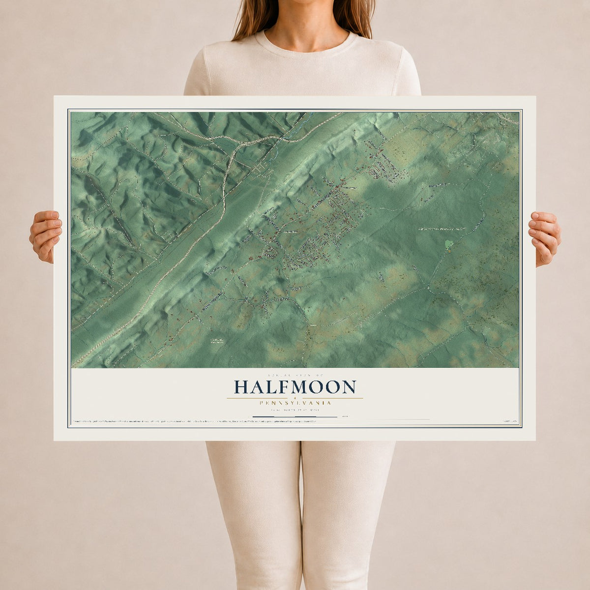 Map of Halfmoon, Pennsylvania, 24 x 36 inch unframed archival matte print