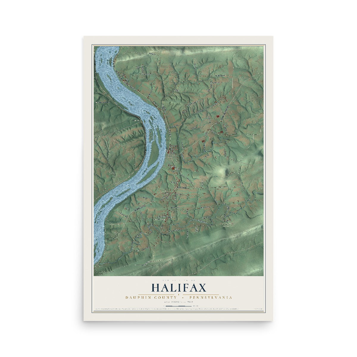 Map of Halifax, Dauphin County, Pennsylvania, 12 x 18 inch unframed archival matte print