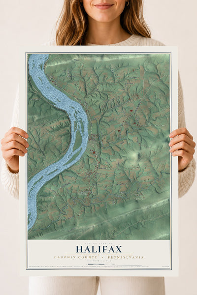 Map of Halifax, Dauphin County, Pennsylvania, 18 x 24 inch unframed archival matte print