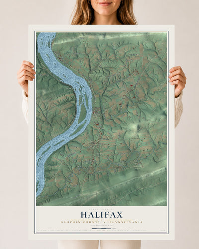 Map of Halifax, Dauphin County, Pennsylvania, 24 x 36 inch unframed archival matte print