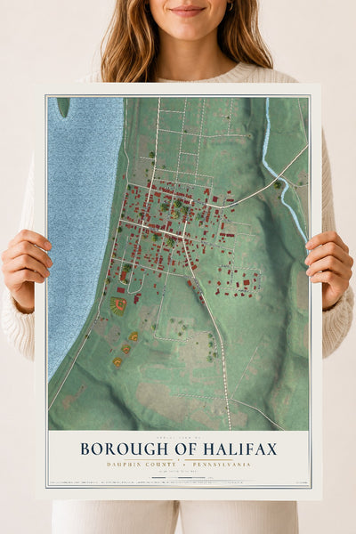 Map of the Borough of Halifax, Dauphin County, Pennsylvania, 18 x 24 inch unframed archival matte print
