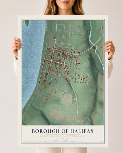 Map of the Borough of Halifax, Dauphin County, Pennsylvania, 24 x 36 inch unframed archival matte print