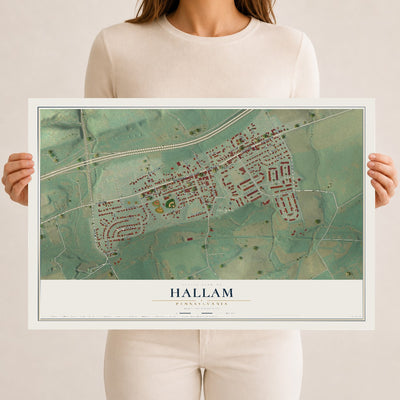 Map of Hallam, Pennsylvania, 12 x 18 inch unframed archival matte print