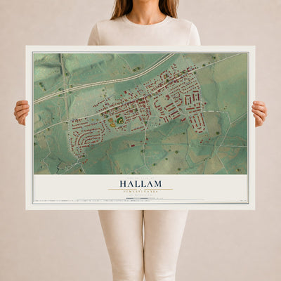 Map of Hallam, Pennsylvania, 24 x 36 inch unframed archival matte print