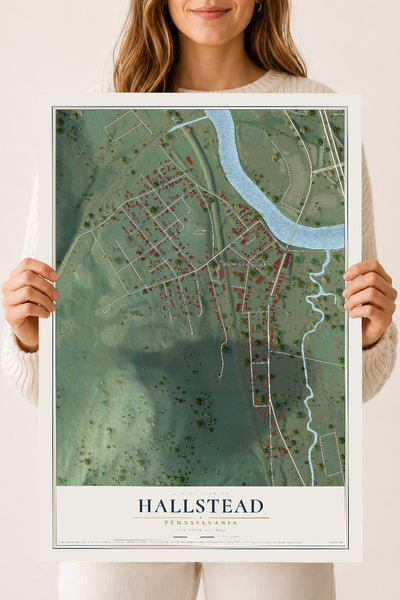 Map of Hallstead, Pennsylvania, 18 x 24 inch unframed archival matte print