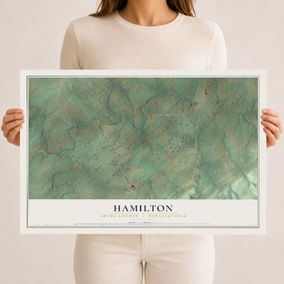 Map of Hamilton, Adams County, Pennsylvania, 12 x 18 inch unframed archival matte print