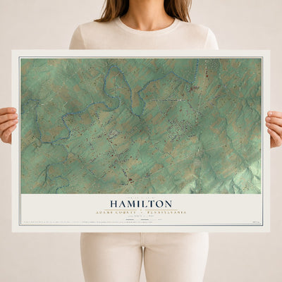 Map of Hamilton, Adams County, Pennsylvania, 18 x 24 inch unframed archival matte print