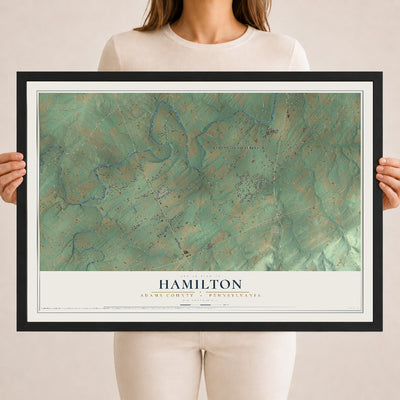 Map of Hamilton, Adams County, Pennsylvania, 18 x 24 inch print in a black wood frame