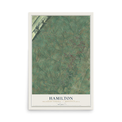 Map of Hamilton, Franklin County, Pennsylvania, 12 x 18 inch unframed archival matte print
