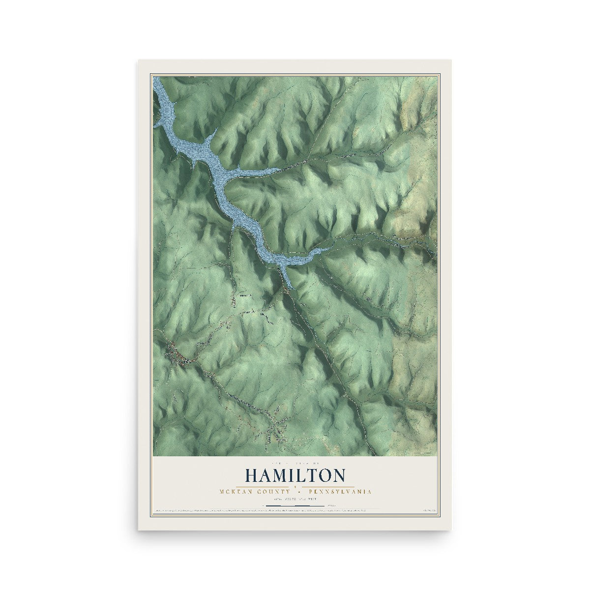 Map of Hamilton, McKean County, Pennsylvania, 12 x 18 inch unframed archival matte print