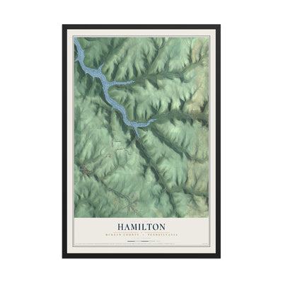 Map of Hamilton, McKean County, Pennsylvania, 12 x 18 inch print in a black wood frame