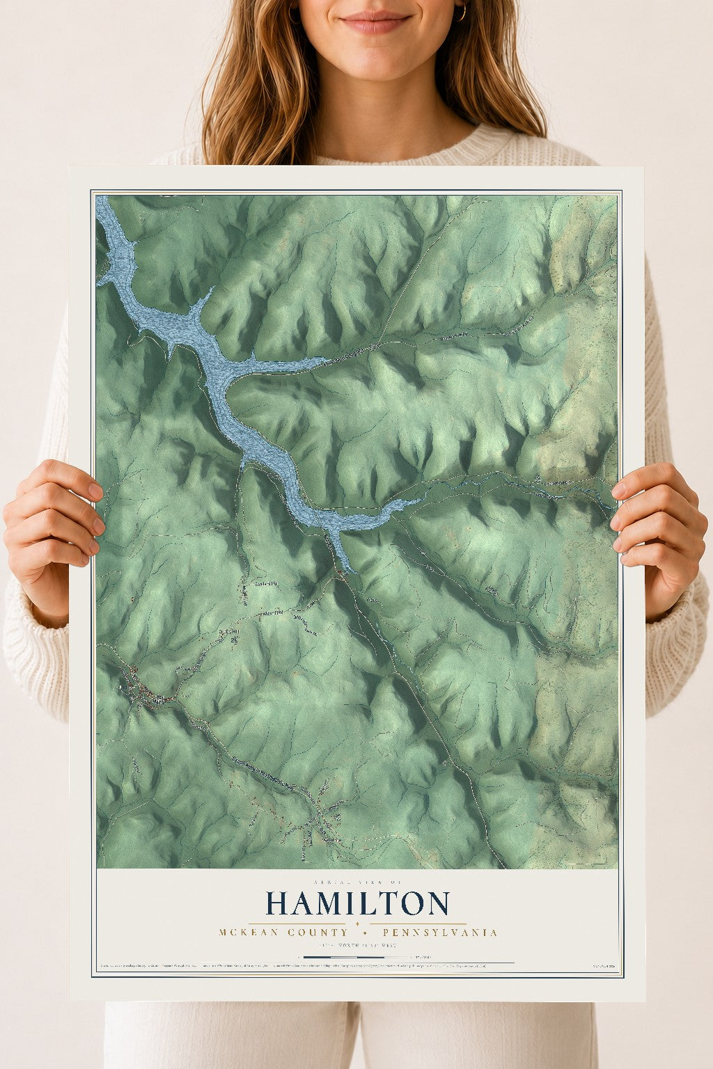 Map of Hamilton, McKean County, Pennsylvania, 18 x 24 inch unframed archival matte print