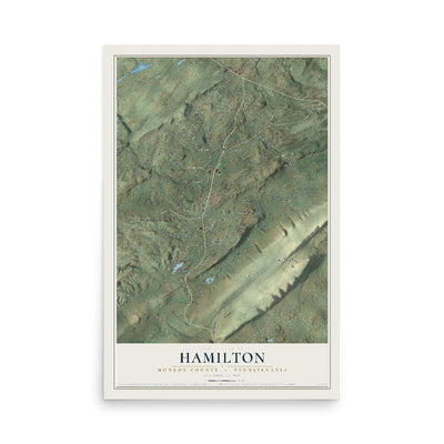 Map of Hamilton, Monroe County, Pennsylvania, 12 x 18 inch unframed archival matte print