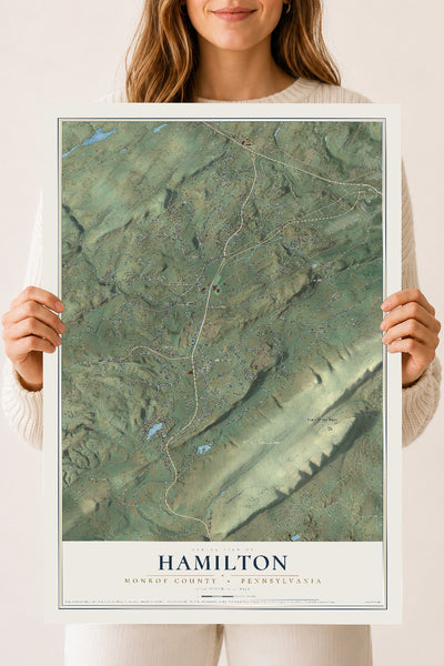 Map of Hamilton, Monroe County, Pennsylvania, 18 x 24 inch unframed archival matte print