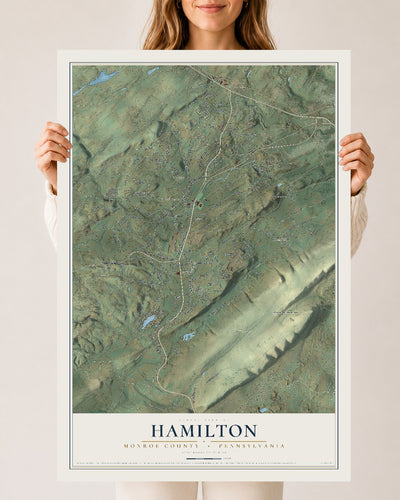 Map of Hamilton, Monroe County, Pennsylvania, 24 x 36 inch unframed archival matte print