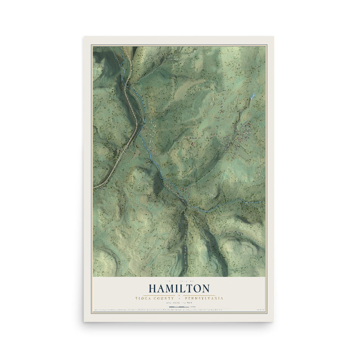 Map of Hamilton, Tioga County, Pennsylvania, 12 x 18 inch unframed archival matte print