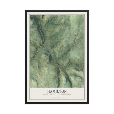 Map of Hamilton, Tioga County, Pennsylvania, 12 x 18 inch print in a black wood frame