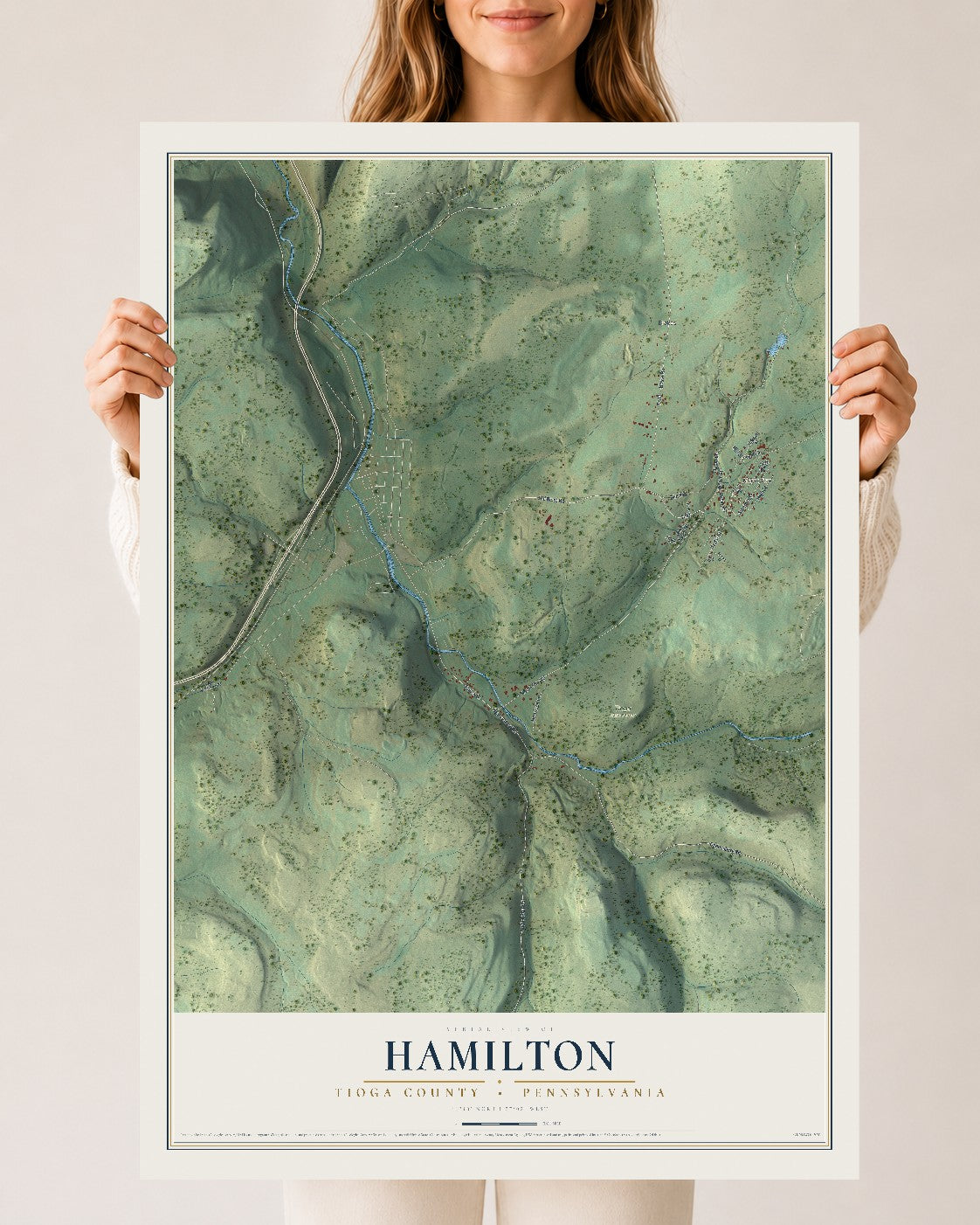 Map of Hamilton, Tioga County, Pennsylvania, 24 x 36 inch unframed archival matte print