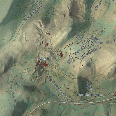 Second close-up of the map of Hamiltonban, Pennsylvania print showing more streets and buildings