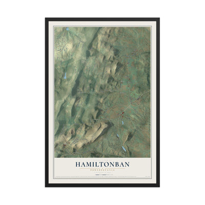 Map of Hamiltonban, Pennsylvania, 12 x 18 inch print in a black wood frame