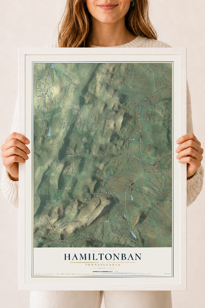 Map of Hamiltonban, Pennsylvania, 18 x 24 inch print in a white wood frame