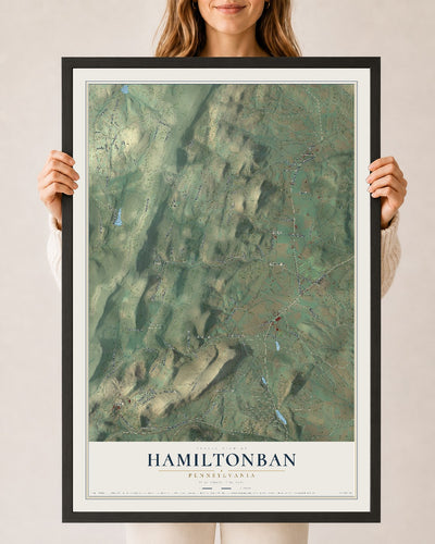 Map of Hamiltonban, Pennsylvania, 24 x 36 inch print in a black wood frame