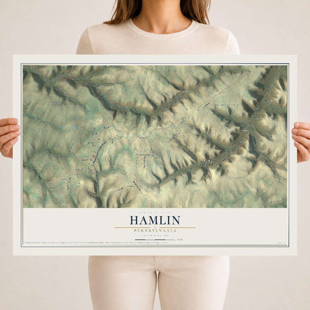 Map of Hamlin, Pennsylvania, 18 x 24 inch unframed archival matte print