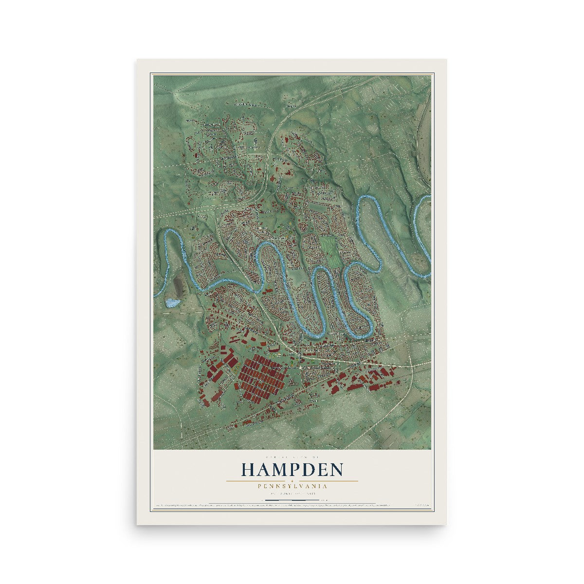 Map of Hampden, Pennsylvania, 12 x 18 inch unframed archival matte print