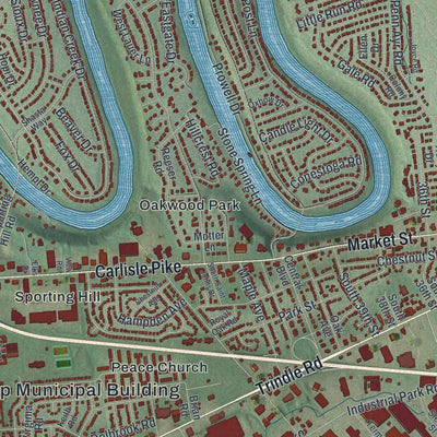 Close-up of the map of Hampden, Pennsylvania print showing street and building detail