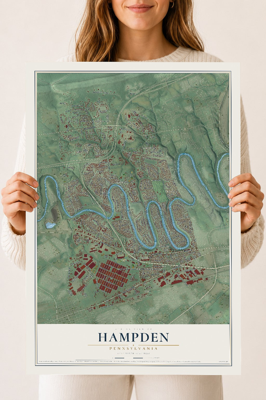 Map of Hampden, Pennsylvania, 18 x 24 inch unframed archival matte print