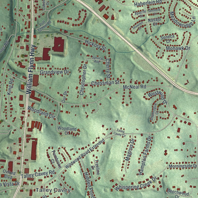 Close-up of the map of Hampton, Pennsylvania print showing street and building detail